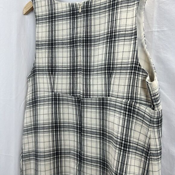Mossimo Sheath Dress Large White Black Plaid Overall Wool Pockets Buttons School - Picture 10 of 12